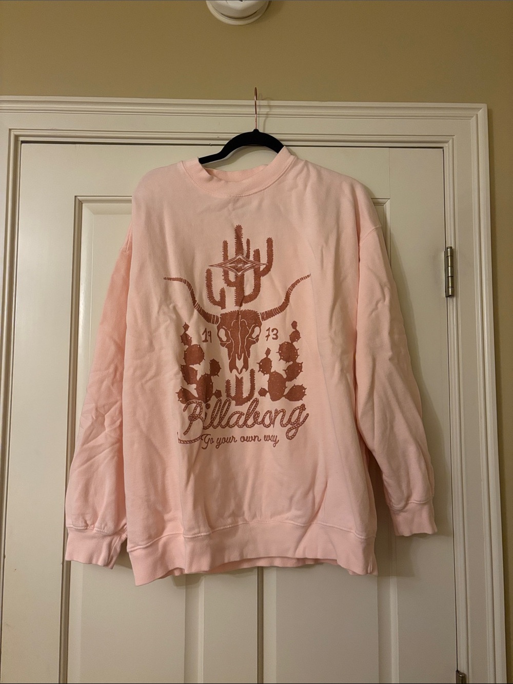 Billabong Light Pink Crewneck with Western Graphic